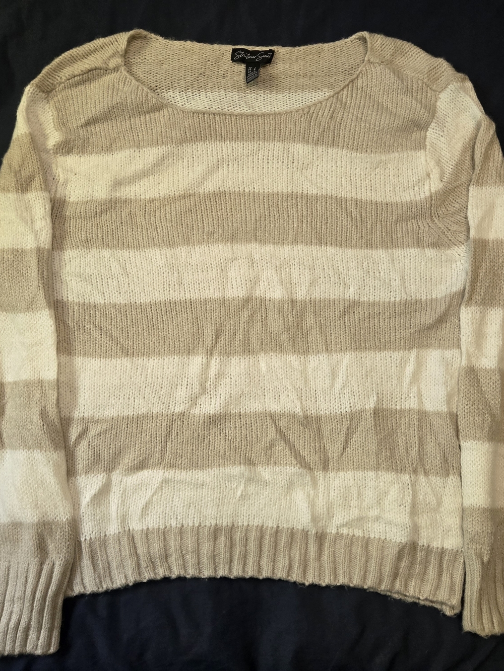 Streetwear Society Striped Crewneck Sweater in Beige and Cream